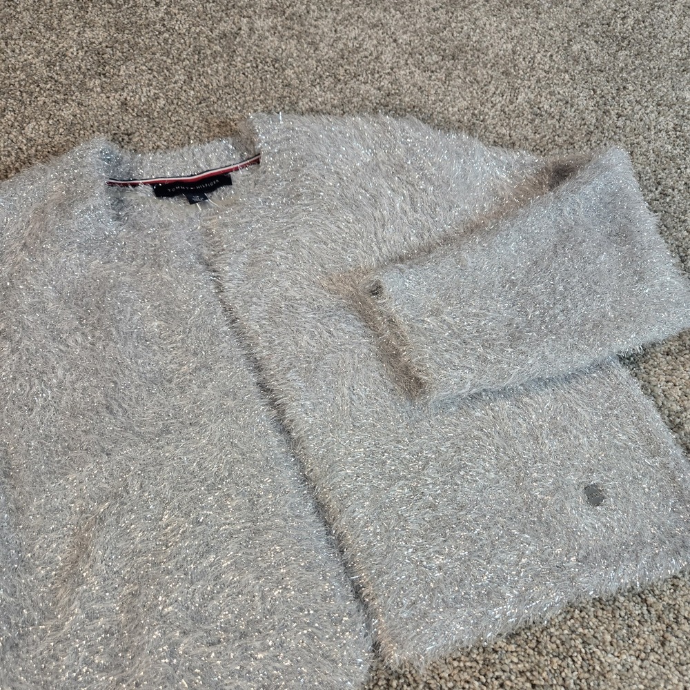Tommy Hilfiger Sliver Sparkly Cardigan Women's Small‎ Formal